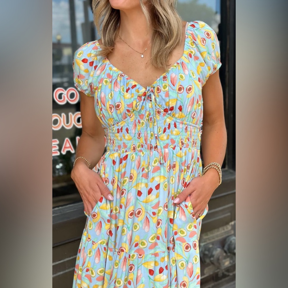 Maxi dress with a colorful fun floral print